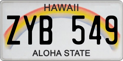 HI license plate ZYB549