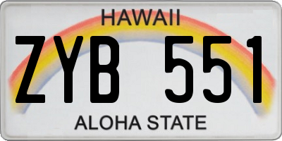 HI license plate ZYB551