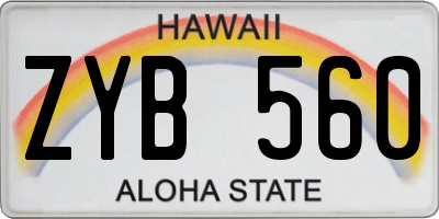 HI license plate ZYB560