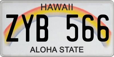 HI license plate ZYB566