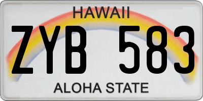 HI license plate ZYB583