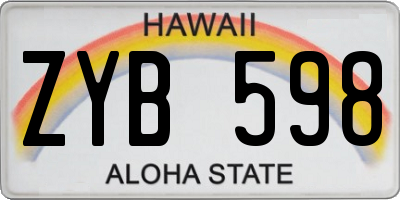 HI license plate ZYB598