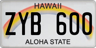 HI license plate ZYB600