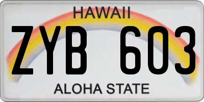 HI license plate ZYB603