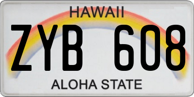 HI license plate ZYB608