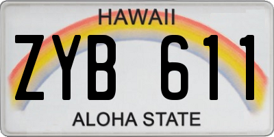 HI license plate ZYB611