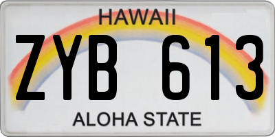 HI license plate ZYB613