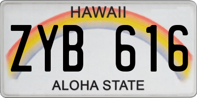 HI license plate ZYB616