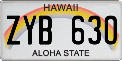 HI license plate ZYB630