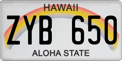 HI license plate ZYB650