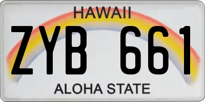 HI license plate ZYB661