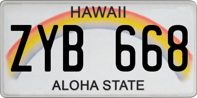 HI license plate ZYB668