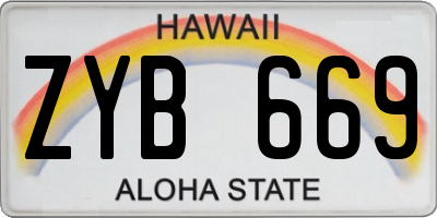 HI license plate ZYB669