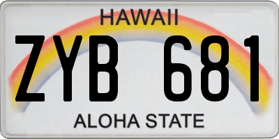HI license plate ZYB681