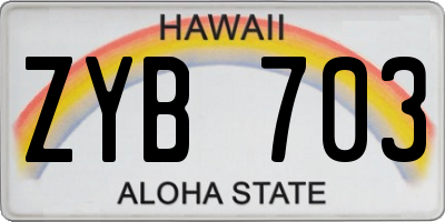 HI license plate ZYB703