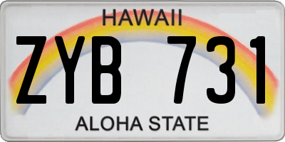 HI license plate ZYB731