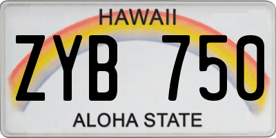 HI license plate ZYB750