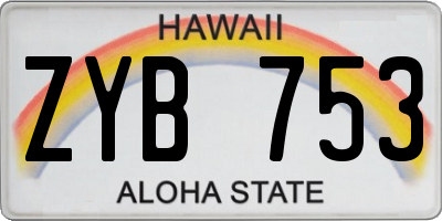 HI license plate ZYB753