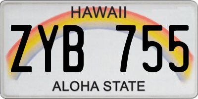 HI license plate ZYB755