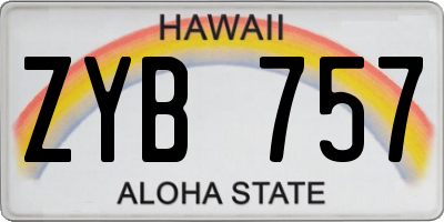 HI license plate ZYB757