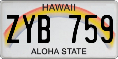 HI license plate ZYB759