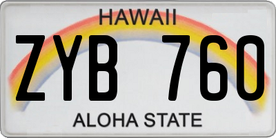 HI license plate ZYB760