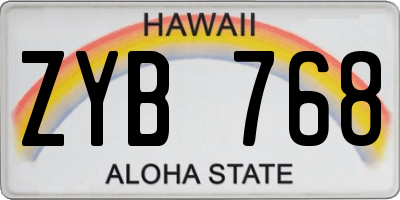HI license plate ZYB768