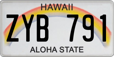HI license plate ZYB791