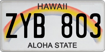 HI license plate ZYB803