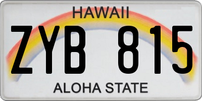 HI license plate ZYB815