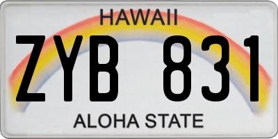 HI license plate ZYB831