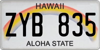 HI license plate ZYB835