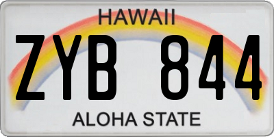 HI license plate ZYB844