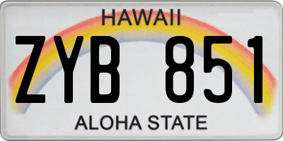 HI license plate ZYB851