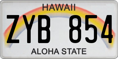 HI license plate ZYB854