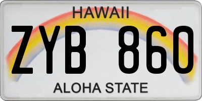 HI license plate ZYB860