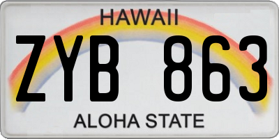 HI license plate ZYB863