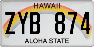 HI license plate ZYB874