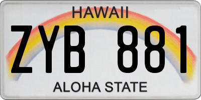 HI license plate ZYB881