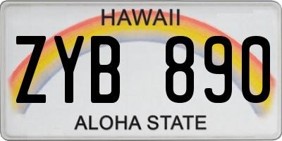 HI license plate ZYB890