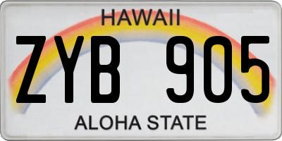 HI license plate ZYB905