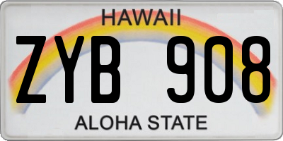 HI license plate ZYB908