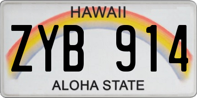 HI license plate ZYB914