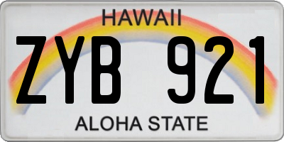 HI license plate ZYB921