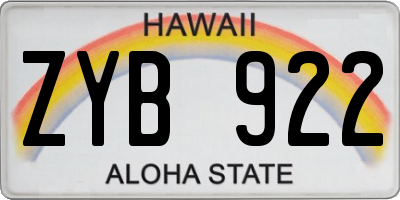 HI license plate ZYB922