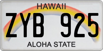 HI license plate ZYB925
