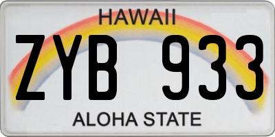 HI license plate ZYB933