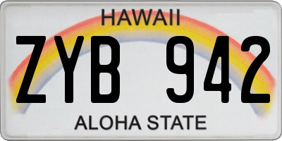 HI license plate ZYB942