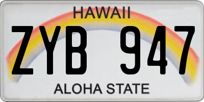 HI license plate ZYB947