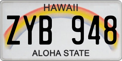 HI license plate ZYB948